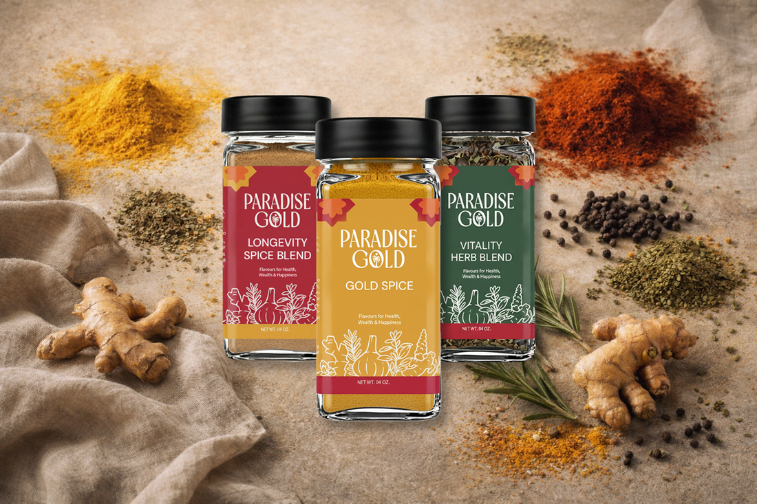 Three Paradise Gold health and longevity spice blends